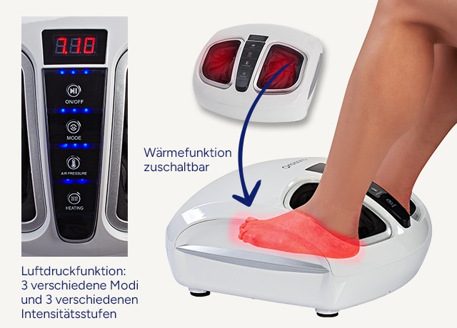 Wärme- und Luftdruckfunktion des Orbisana Fußmassagegerät